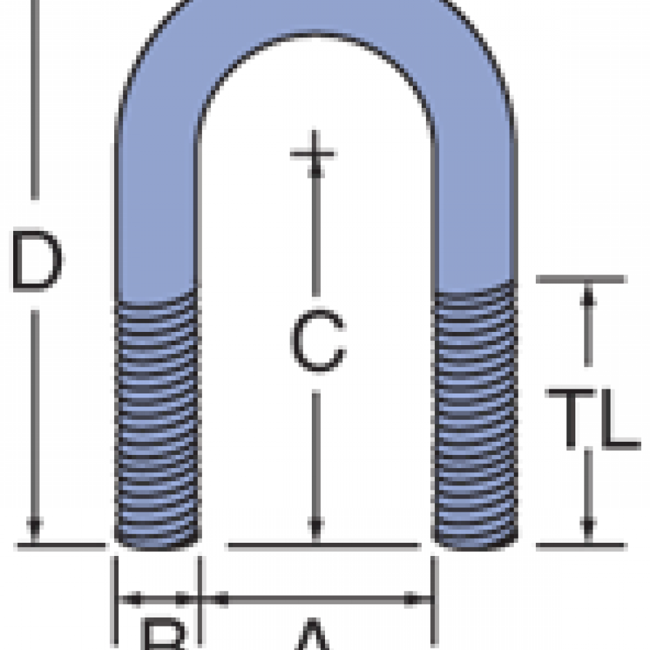 FUB050 thru FUB600 Fiberglass NonMetallic UBolts w/Hex Nuts
