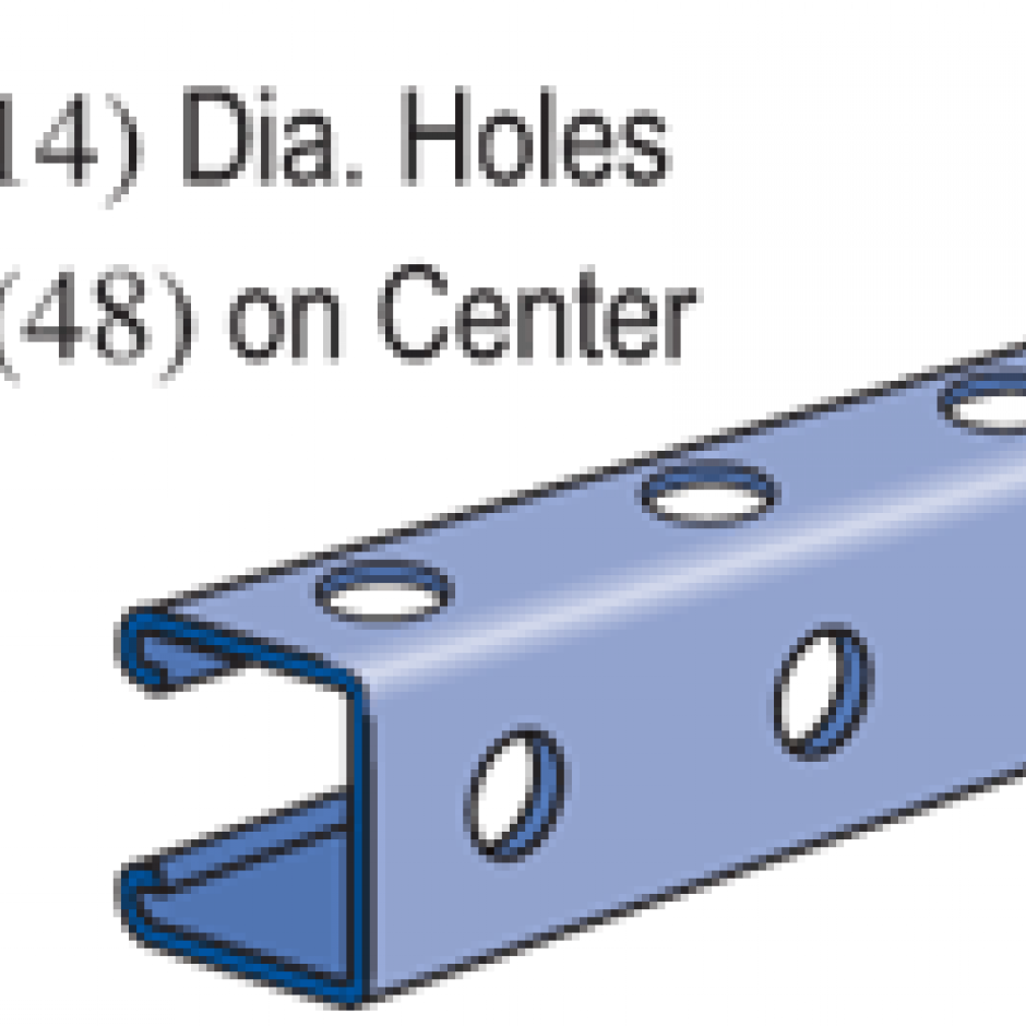 P1000H3 15/8" x 15/8", 12 Gage; Round Holes on all three sides Unistrut Hawaii Honolulu