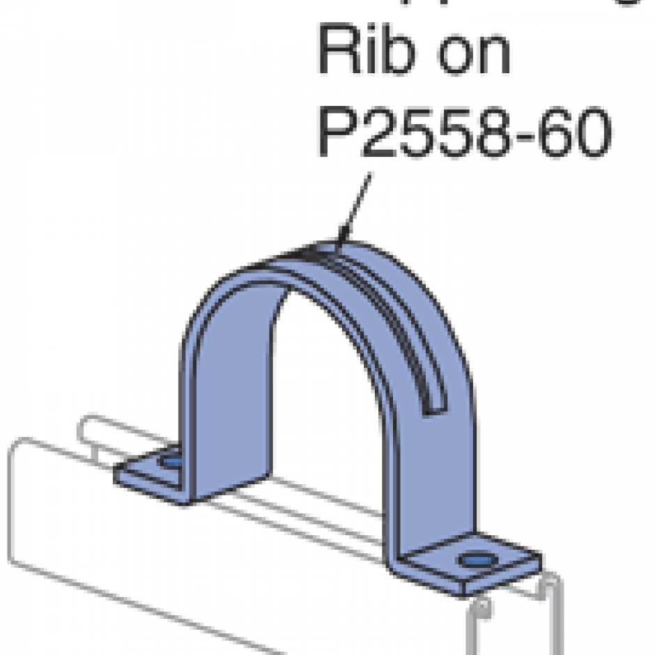 P255805 thru P255860 1/2" thru 6" Pipe Strap (Single Piece) (15/8" Series) Unistrut